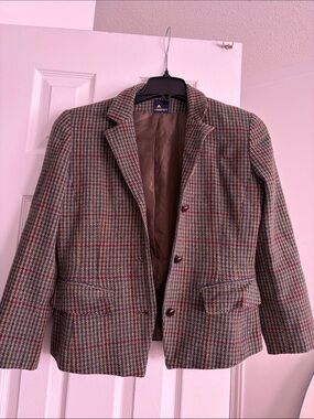 Lizsport Multicolor Houndstooth Wool-Blend Sport Coat - Brown Lining